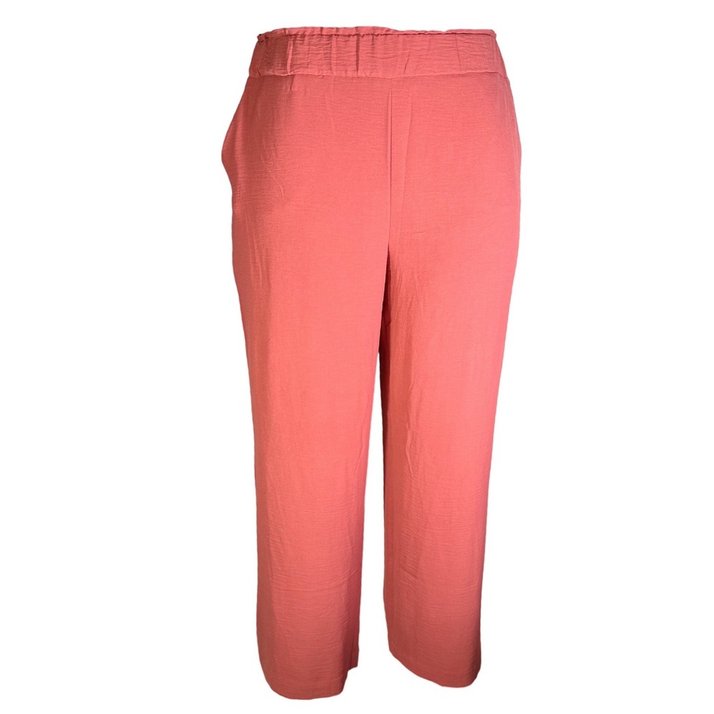 Hilary Radley Womens High Rise Wide Leg Pants Dusty Coral Pink XL